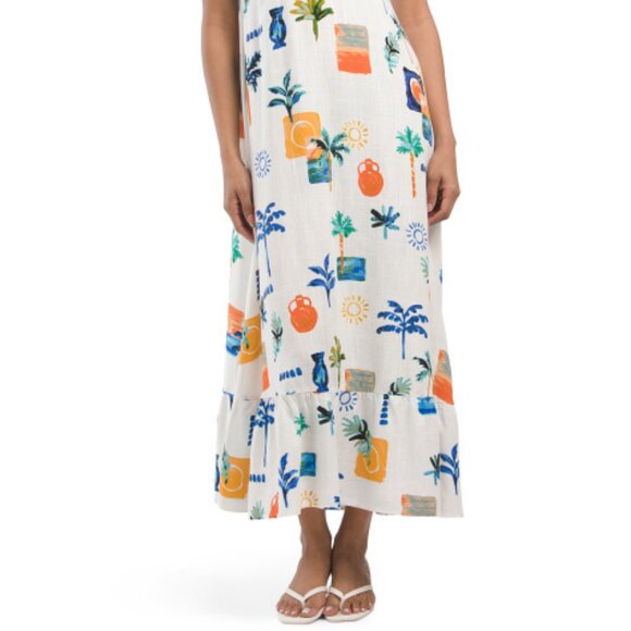 LABEL OF LOVE Mariposa Linen Blend Midi Cover-up Dress | Multi | Size M - Picture 3 of 3